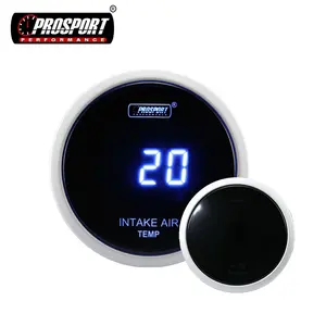 52Mm Blauw 7 Segment Display 12V Inlaatlucht Temp Temperatuurmeter Met Duurzaam Zilver Aluminium Velg En Plastic case Voor Auto