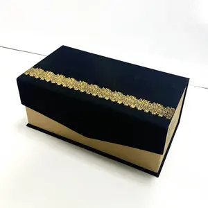 Hot Sale Special Edition Custom Custom Luxury Gift Tea Paper Black Fabric Coating Packaging Hot Foil Stamping Kraft Paper Box