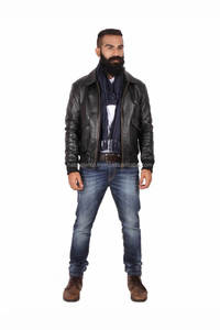 Chaquetas personalizadas de cuero puro para hombre, Cazadora Bomber de primavera - Product Image 4