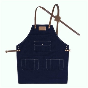 Delantal de tela vaquera para hombres y mujeres, con bolsillo y tirantes de cuero, para barbacoa, Barbero, con Logo impreso, 2022 - Product Image 2