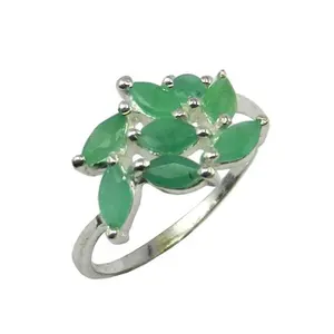Manufacturer 925 Sterling Silver Emerald Flower Gemstone Ring Jewelry Wholesaler And Manufacturer
