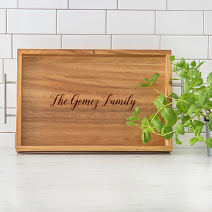 Bandeja de desayuno de madera personalizada con asas Grabado personalizado Ideal para servir alimentos y bebidas con estilo - Product Image 2