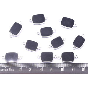 Black Onyx Rectangle Shape 925 Sterling Silver Bezel Silver Plated Connector Handmade <b>Jewelry</b> <b>Making</b> - Product Image 2