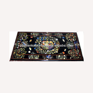 Top de Table pitra rigide, incrusté de marbre noir, 1 pièce - Product Image 1