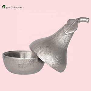 Top vente décoratif argent finition bureau stockage bols en forme de fruits en aluminium pomme forme bol unique fruits bol pour la maison - Product Image 4