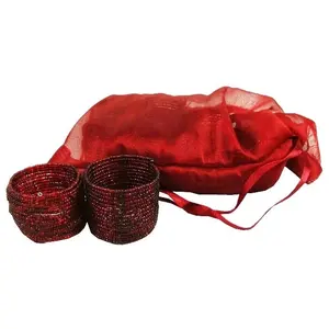 Porta Servilletas Personalizado de Estilo Clásico para Restaurante, Hotel o Cafetería, con Acabado de Cuentas de Cristal Rojo, Juego de Dos para Uso Alternativo - Product Image 1