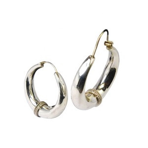 Boucles d'oreilles créoles en argent Sterling minimalistes classiques bijoux Vintage religieux fantaisie coûteux pour les fêtes - Product Image 1