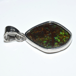 Pendentif Unique en Ammolite arc-en-ciel en argent Sterling 925, fabricant de bijoux en pierres précieuses, expéditeur et grossiste - Product Image 4