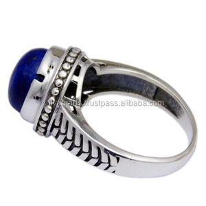 New Fashion Rare Lapis Lazuli Gemstone <b>Ring</b> Handmade 925 <b>Sterling</b> <b>Silver</b> Jewelry Eternity Vermeil <b>Rings</b> for <b>Men</b> and Women - Product Image 3