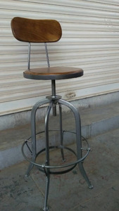 Tabouret de Bar en fonte industriel, avec dossier en bois, style Vintage, livraison gratuite - Product Image 3