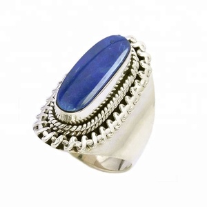Lujoso gran oferta 925 plata esterlina lapislázuli piedra preciosa anillo eternidad Vermeil anillos hermosa moda plata joyería mayorista - Product Image 1