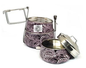 กล่องอาหารกลางวันแบบหลายชั้น,ที่จับแบบซ้อนได้ทรงกลมเก็บอุณหภูมิสแตนเลสปิ่นโตพกพาได้ - Product Image 2