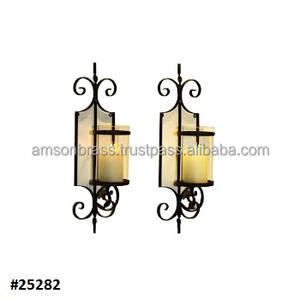 Candelabro de pared de diseño decorativo, candelabro de bronce con vidrio alto - Product Image 2