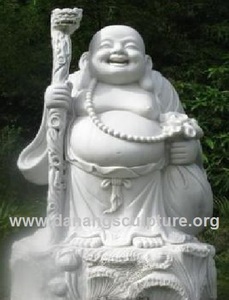 Estatua de Buda sonriente tallada a mano, estatua de amitabha de mármol blanco para jardín - Product Image 5