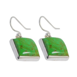 Pendientes de gota de piedras preciosas turquesas Bohemias de Plata de Ley 925 para mujer, joyería de estilo Vintage para bodas, proveedor de joyería elegante - Product Image 1