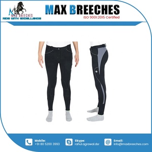 Cómodas mallas ecuestres de nailon para mujer con parche en la rodilla, suministradas por la fábrica para montar a caballo, pantalones de marca privada - Product Image 4