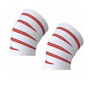 Rodilleras de levantamiento de fuerza personalizadas al por mayor, material de algodón y caucho con logotipo, alivio del dolor de rodilla, envoltura de levantamiento de pesas - Product Image 4