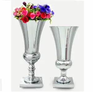 CLASSIC SILVER TRUMPET BASE MODERN DESIGN DECORATIVE METAL FLOWER VASE HOME DECORATIVE FLOWER VASE