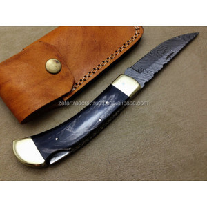 Navaja Plegable de Bolsillo para Caza, Grado Industrial, Personalizada, con Mango de Cuerno de Búfalo, Grosor de 0.035 Pulgadas (ZR392) - Product Image 2