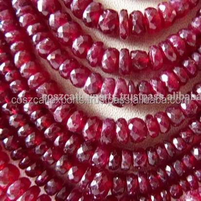 Ruby Korundum Roundell Faset Manik-manik Longgar