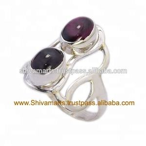 Nouvelle arrivée incroyable conception grenat pierre anneau prix de gros bijoux en argent éternité vermeil anneaux fabricant - Product Image 2