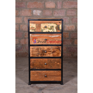 Grande commode industrielle vintage en vrac, grande commode de rangement, tiroirs en bois, coffre en métal pour la maison, le salon ou les meubles d'hôtel, vente en gros en gros - Product Image 1