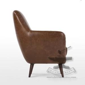 Chaise d'appoint vintage en cuir véritable - Product Image 4