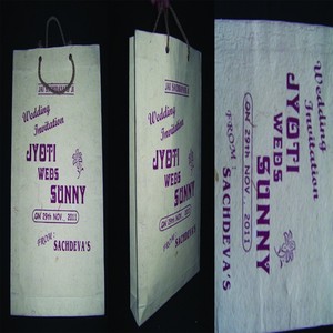 Jyoti Webs Sunny Wedding Invitation Recycled Paper Foldable Shopping <b>Bag</b> with Rope Handle Medium Size - Product Image 4