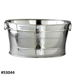 Wine Bucket Oval Shaped Metal Ice Bucket with Sided Handle & Beverage <b>Tubs</b> Decorative Metal Wine <b>Tub</b> Cooler - Product Image 3