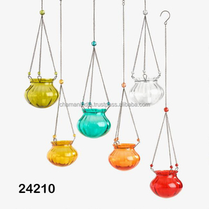 Handmade Metal Iron <b>Tea</b> <b>Light</b> Holder Glass Melon Tealight <b>Lantern</b> Votive Candle Holders for Home Decor Christmas Hanging Style - Product Image 1