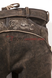 Pantalones cortos de cuero alemán de cintura media unisex de talla grande con patrón de trachten decorado con bordado y antiarrugas de secado rápido - Product Image 2