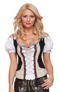 Traje Bávaro para Mujer, Blusa Negra y de Piel, Disfraz de Oktoberfest, Traje Alemán Suizo de Fantasía (Traje Bávaro Tradicional) - Product Image 2