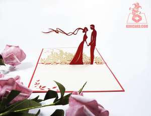 การ์ดเชิญป๊อปอัพสำหรับงานแต่งงานงานตัดด้วยเลเซอร์3D งานหัตถกรรมของขวัญวันวาเลนไทน์ผลิตตามสั่ง - Product Image 3