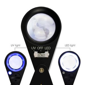 แว่นขยายสำหรับช่างอัญมณีแบบมืออาชีพ 10 เท่า พร้อมไฟ LED และแสง UV |   แว่นขยายเลนส์อะโครมาติกแบบสามชั้นขนาด 21 มม. สำหรับตรวจสอบอัญมณีและเครื่องประดับ - Product Image 4