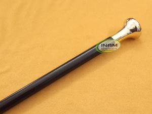 Bastón plegable de madera tallado a mano estilo Vintage con mango en T de latón diseño de reloj náutico bastón de senderismo con punta de goma - Product Image 2