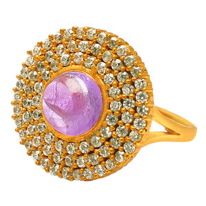 Natural Amethyst Jewelry <b>Cubic</b> Zircon Gemstone <b>Ring</b> Brass Wholesale <b>Rings</b> Round Shape Classic Style Fashion Earring for Women - Product Image 4