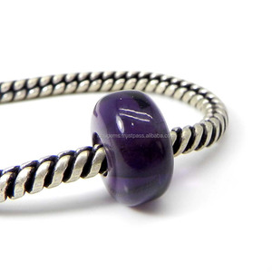 Ishu Gems Genuine Amethyst Hydro 14x8x5mm Roundel Smooth Big Hole <b>Beads</b> Purple Gemstone for <b>Silver</b> Jewelry-IG5372 - Product Image 2