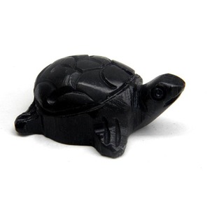 Estatuas de tortuga de esteatita de piedra Natural de color negro, figuritas para decoración de Bar Mitzvah, talla recortada moderna - Product Image 1