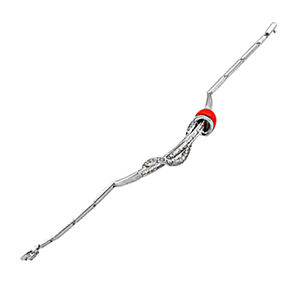 Pulsera de plata esterlina sólida 925 hecha a mano, estilo bonito, circonita cúbica y coral naranja elegante para regalos de joyería de fiesta - Product Image 1
