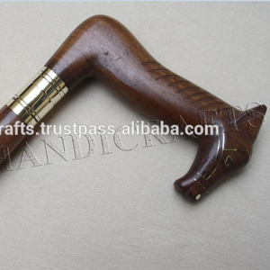 Bastón y lata de madera hechos a mano con mango de caballo de madera bastón de senderismo con punta de goma - Product Image 5