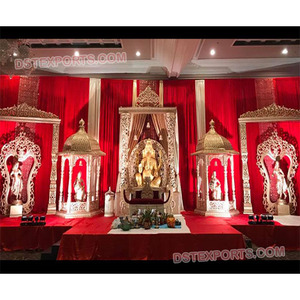 ชุดงานแต่งงานแบบชาวฮินดูแบบดั้งเดิม,การตกแต่งเวทีงานแต่งงานแบบดั้งเดิมของอินเดียขั้นตอนงานแต่งงานพร้อมรูปปั้นพระพิฆเนศ - Product Image 1
