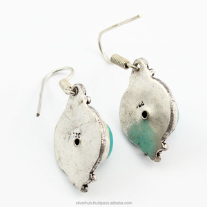 En gros 925 En Argent Sterling Turquoise Boucles D'oreilles À La Main - Product Image 4