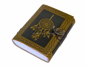 Giấc Mơ Bắt Nổi Handmade Chính Hãng Da Màu Vàng Với Màu Đen Tạp Chí Cổ Điển A5 Máy Tính Xách Tay Hoặc Nhật Ký Với Cổ Kim Loại C Khóa - Product Image 5