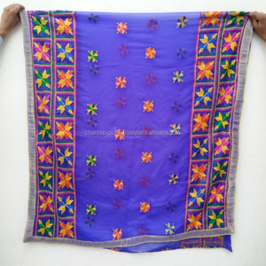 Colorful Embroidery Design of Women Beachwear Sarongs Phulkari Dupattas <b>Scarfs</b> Colorful Hand Embroidered Phulkari Dupatta - Product Image 1