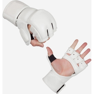 ถุงมือต่อสู้ MMA แบบมืออาชีพหนังแท้สีขาว - Product Image 1