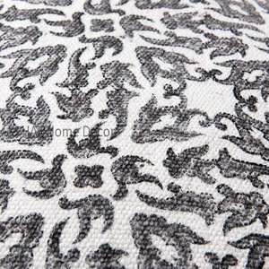 Blanco y Negro mano bloque impreso algodón cojín Boho Hippie decoración 20 "X20" Plaza almohada cubierta - Product Image 3