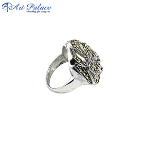 Fleur Style Pistolet Métal 925 Bague En Argent Rose Conception En Argent Sterling Fabriqué À La Main Pistolet En Métal Métal Marcassite Anneau - Product Image 2