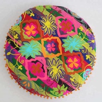 Cojín Bordado a Mano de Comercio Justo Más Vendido (Poliéster/Algodón 40cm) Colores y Tamaños Personalizables Relleno de PVC Ligero