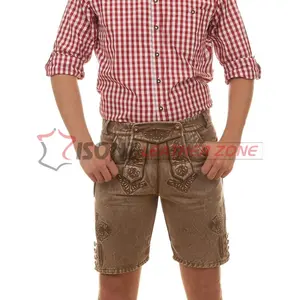 Lederhosen de ante bávaro de talla grande personalizado hasta la rodilla Trachtenlederhose antiarrugas transpirable bordado cuero personalizado - Product Image 1