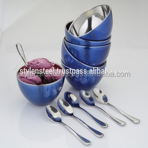 Ensemble de bols à dessert à la crème glacée en acier inoxydable de 12 pièces de haute qualité Cuillères 6 pièces Bols et cuillères à cadeaux jetables Ensemble de 12 pièces - Product Image 3